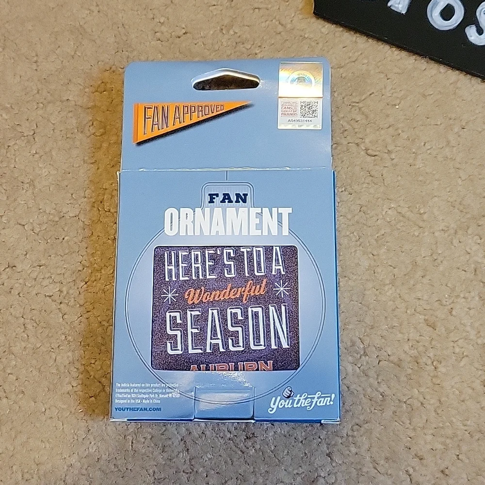 You the Fan Auburn University Ornament New Blue Orange White